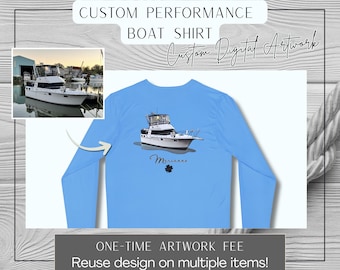 Custom Boat Shirt – Personalized Boat Photo Art | UPF 50+ Boating & Fishing Gift for Christmas or Any Occasion