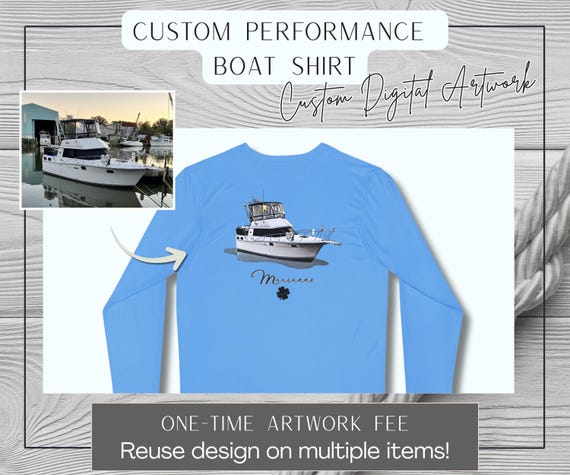 Custom Boat Shirt – Personalized Boat Photo Art | UPF 50+ Boating & Fishing Gift for Christmas or Any Occasion