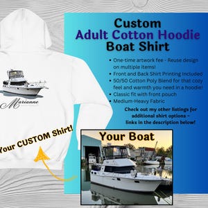 Custom Boat Image Hoodie: Personalized Cotton-Blend Pullover