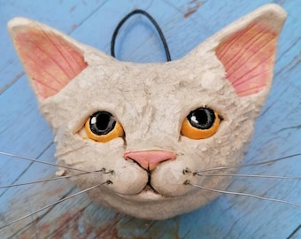 Ceramic white crackle glaze cat