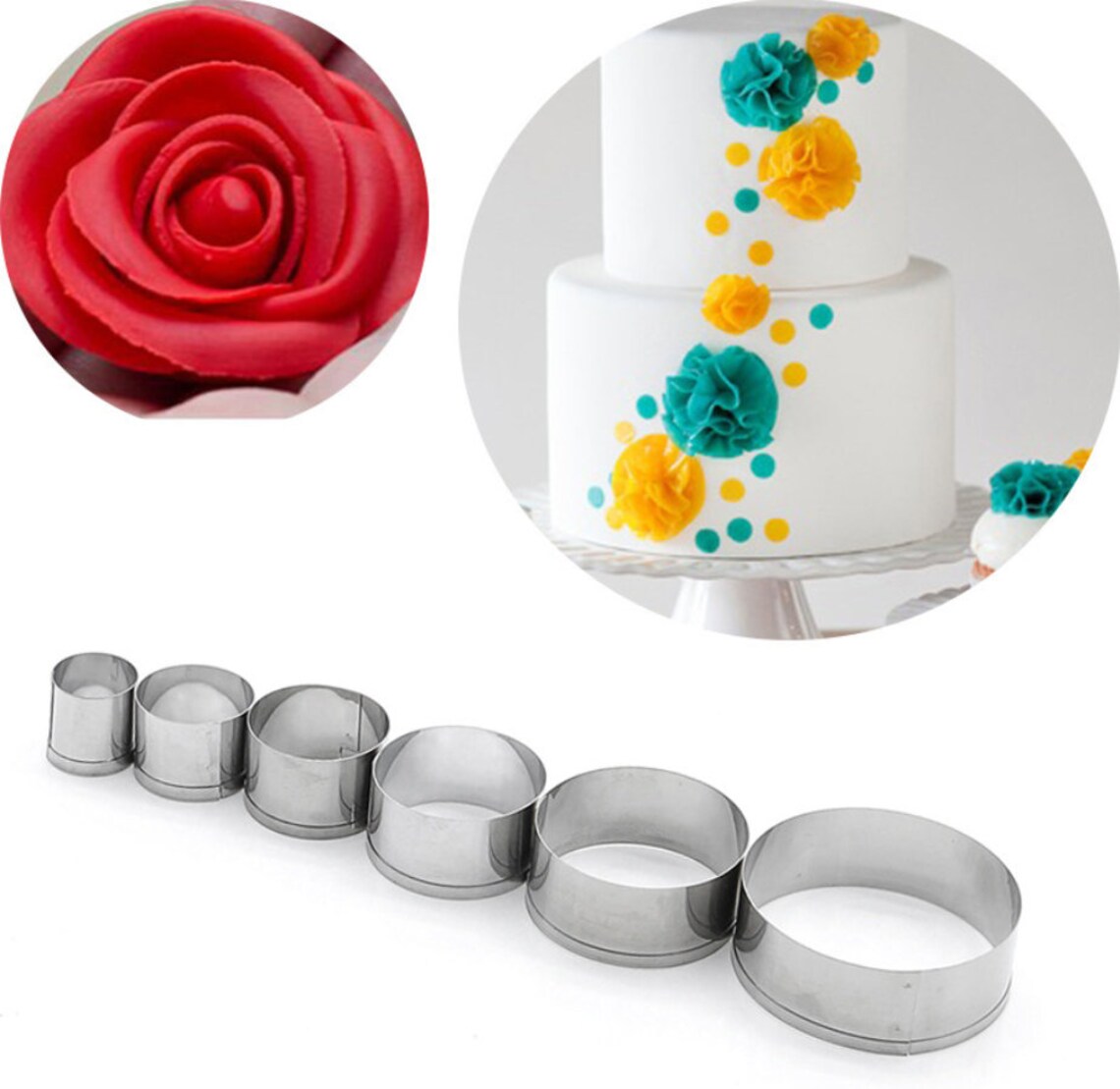 6 Pcs Round Cutter/Gumpaste Cutter/Fondant Tools/Sugarcraft Etsy