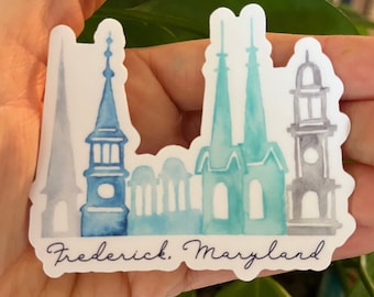 FREDERICK MARYLAND : autocollant en vinyle. Flèches groupées. Sticker Frederick Downtown.