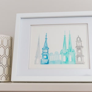 FREDERICK MARYLAND: Clustered Spires. Frederick Maryland Art. Watercolor Art. Art Print. Maryland Gift.