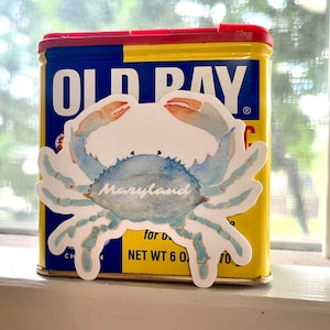CRABE BLEU DU MARYLAND : autocollant en vinyle. Art. Vieille baie. Cadeau Maryland. Souvenir du Maryland. image 1