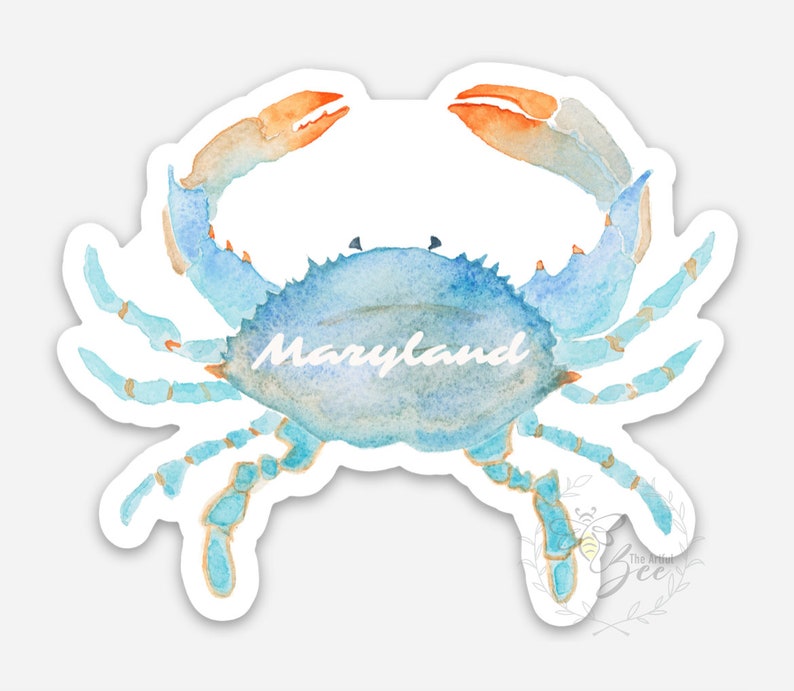 CRABE BLEU DU MARYLAND : autocollant en vinyle. Art. Vieille baie. Cadeau Maryland. Souvenir du Maryland. image 2