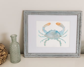 CRABE BLEU DU MARYLAND : Impression d'art aquarelle. Impression d'art du Maryland. Cadeau Maryland. Décoration de maison de plage.