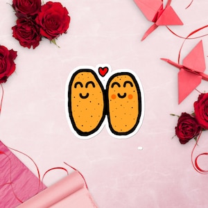 Patatas en el amor Bubble-Free Sticker Pareja Novia Amor Divertido Lindo Adorable Kawaii Romántico Dorky Geek Nerd Meme Vegan Potato Gráfico