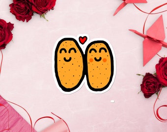 Potatoes In Love Bubble-Free Sticker Couple Girlfriend Love Funny Cute Adorable Kawaii Romantic Dorky Geek Nerd Meme Vegan Potato Graphic