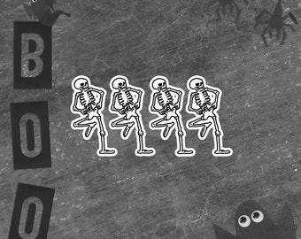 Spooky Scary Skeletons Bubble-Free Sticker Horror Dark Goth Death Metal Grunge Aesthetic Halloween Funny Spooktober Meme Cartoon Graphic