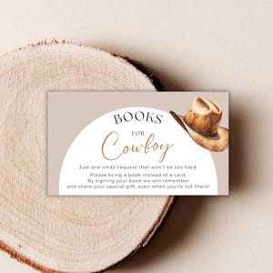 Cowboy Baby Shower Books for Baby Card Insert Canva Western Rodeo Editable Template Instant Download Couples Invitation Enclosure GTCB1