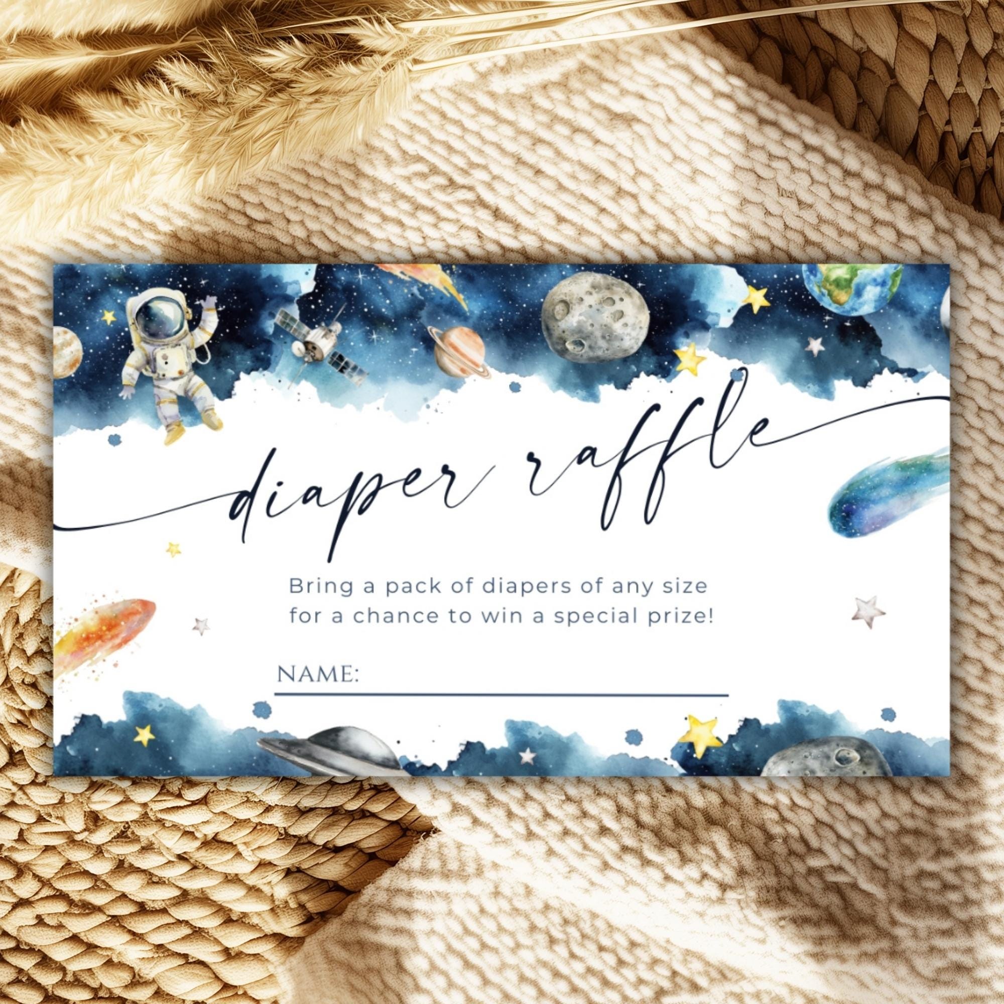 Space Theme Raffle Space Themed Baby Boy Shower Diaper Raffle Card Insert Sprinkle Outer ...