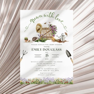 Grown with Love Baby Shower Invite Baby Girl Shower Invitation Locally Grown Baby Shower Invite Veggie Baby Shower Editable Template GRTX1
