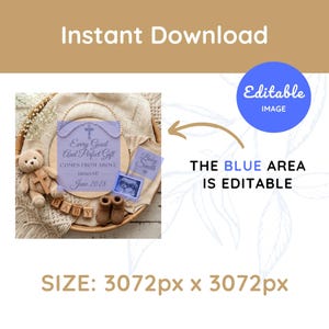 Puede incluir: Anuncio de beb&eacute; para descarga digital. La imagen presenta un letrero morado claro con el texto "Every Good And Perfect Gift Comes From Above James 1:17 June 2028". Tambi&eacute;n se incluyen un osito de peluche, patucos y una ecograf&iacute;a. El texto "Baby Smith" es visible.