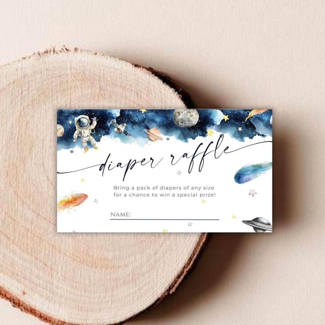 Space Theme Raffle Space Themed Baby Boy Shower Diaper Raffle Card Insert Sprinkle Outer ...