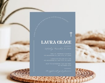 Modern Minimalist Gender Neutral Baptism Invite Boy Girl Invitation Minimalist Christening Invites Modern Baptism Invitation Template AC8