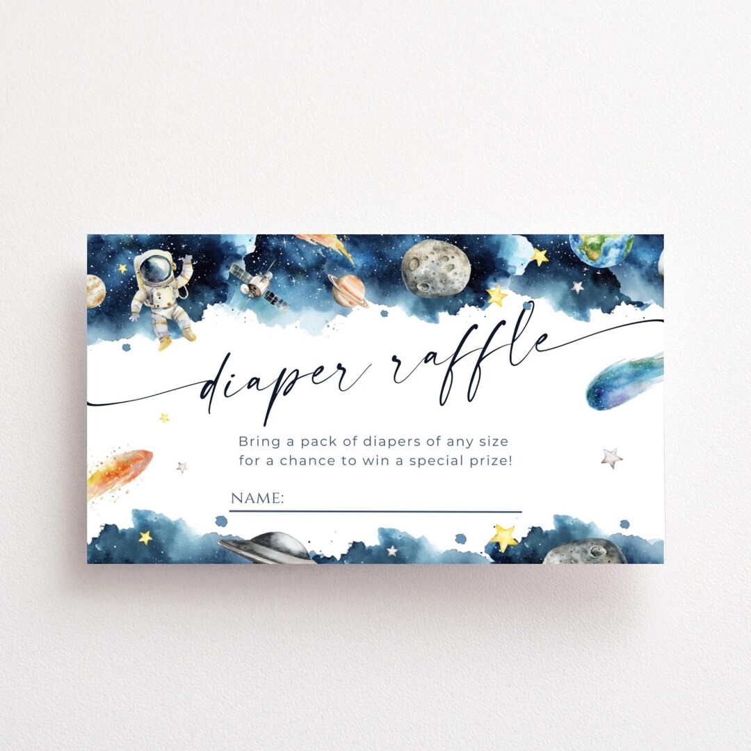 Space Theme Raffle Space Themed Baby Boy Shower Diaper Raffle Card Insert Sprinkle Outer ...