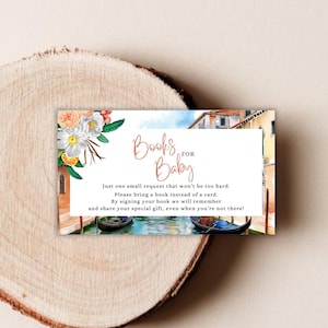 Livres sur le thème italien pour carte de bébé insertion de carte baby shower agrumes méditerranéen citron orange Positano enveloppe d'invitation modifiable UYYVN90
