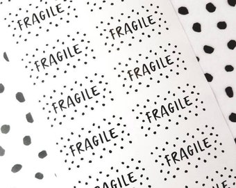 Polka dot 'Fragile' stickers | 100% recycled paper & recyclable | Eco friendly