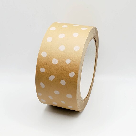 Recyclable Eco Tape, Polka Dot Paper Packaging Tape, Brown Tape With White  Spotty Design, Self Adhesive Packing Tape Made in UK 