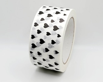 Black Hearts Paper Packaging Tape: Eco-Friendly Valentine's Parcel Tape
