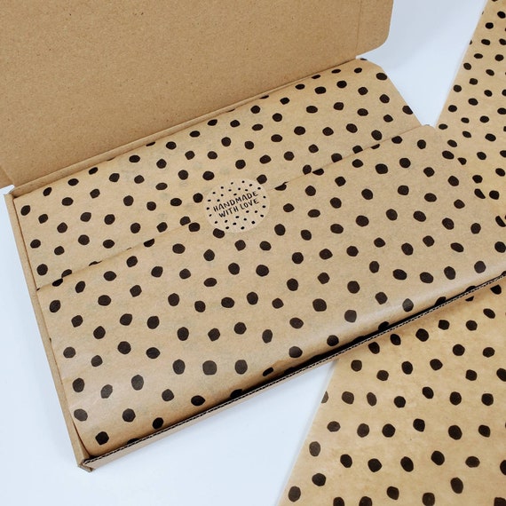 Polka Dot Tissue Paper: Recycled Kraft Brown, Eco-Friendly Inks