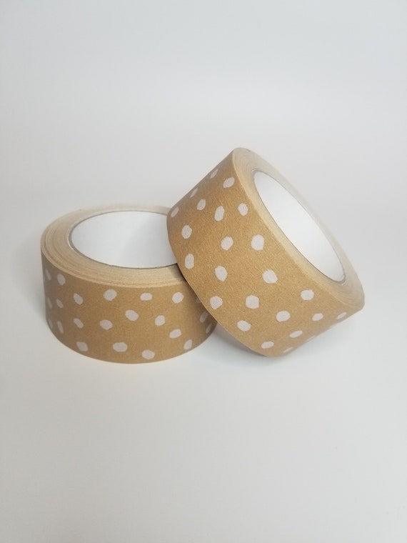 Recyclable Eco Tape, Polka Dot Paper Packaging Tape, Brown Tape With White  Spotty Design, Self Adhesive Packing Tape Made in UK 