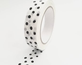 Polka Dot Paper Tape, self adhesive eco friendly paper tape, black and white spotty tape, recyclable kraft tape 50m long