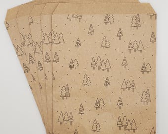 Christmas brown paper counter bags, recycled eco-friendly kraft counter bags.