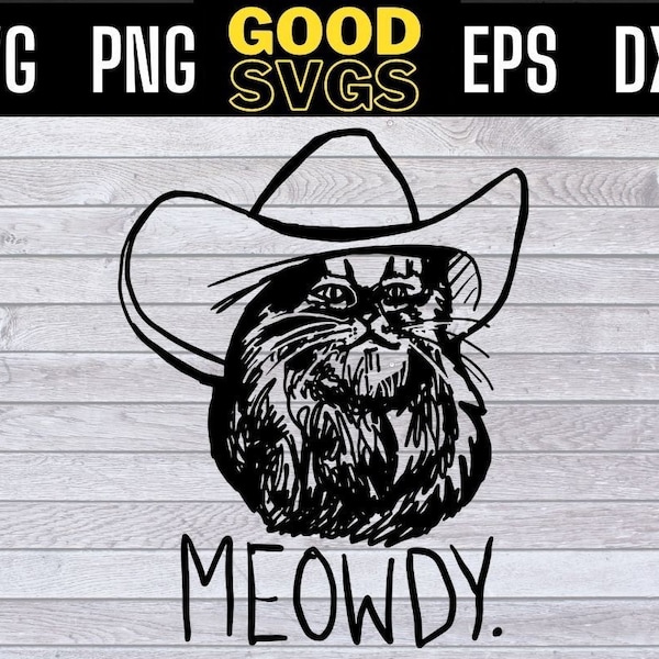 Meowdy Funny Cowboy Hat Cat Texas Svg Png Eps Dxf