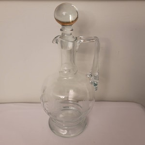 Vintage Etched Glass Wine Liquor Decanter Glass Stopper