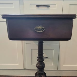 Antique Rectangle Table Wood Claw Feet One Drawer Brown Read