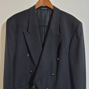 Mens Vintage 80s Black Double Breasted Blazer by Mura | Mens