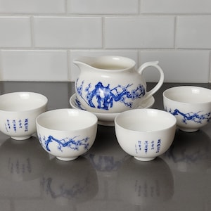 Chinese Sake Set Porcelain White
