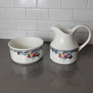 ROYAL DOULTON Autumn Glory Creamer Pitcher and Open Sugar Pair English Bone China Ceramic