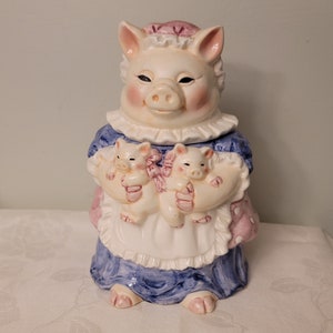 Cookie Jar Vintage Pink Pig Piglets