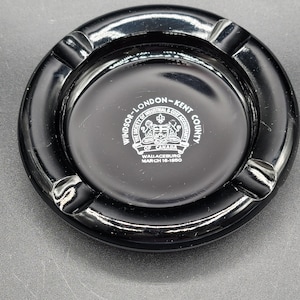 Vintage Glass Ashtray Round Black