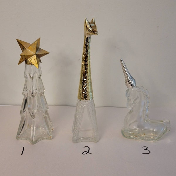 Vintage Avon Collectible Glass Christmas Tree Giraffe Unicorn