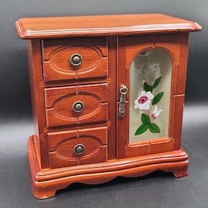 Vintage Schmuck Box Holzgriff Ring Halskette Lagerung Schmuck