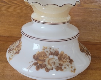 Vintage GWTW Glass Parlor Lamp Shade with 7" Fitter Floral