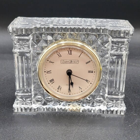 Vintage Charter Collection Crystal Mantle Desk Clock Quartz 