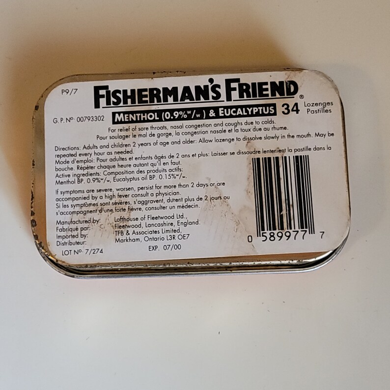 Fisherman's Friend Menthol Old Metal Tin Box Etsy