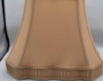 Vintage Large Rectangle Beige Lamp Shade scallop edge