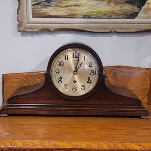 HUGE Vintage Mantel Clock Sessions 8 Day  Cathedral Gong Strikes