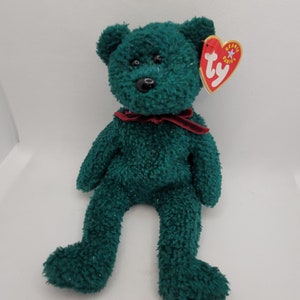 Retired TY Beanie Babies 2001 Holiday Teddy Green