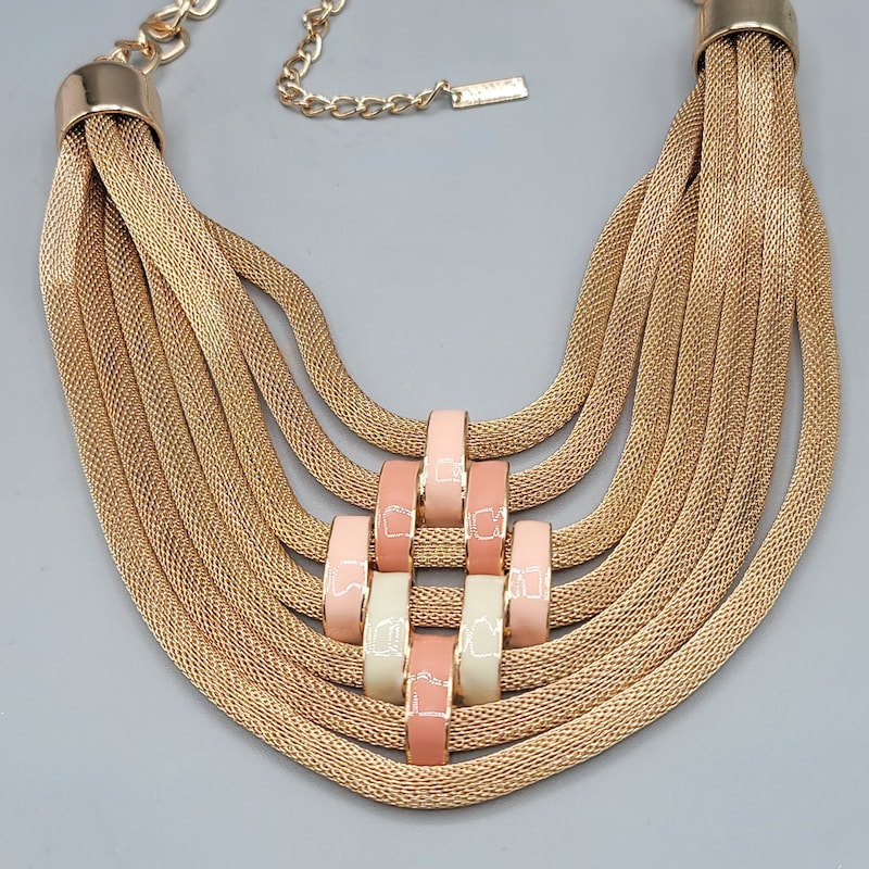 Marble Tube & Metal Ring Necklace main image 1