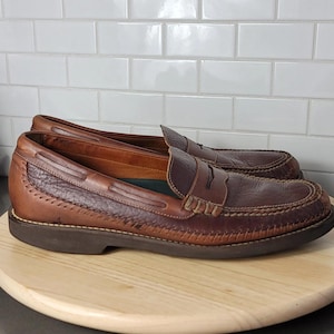 Vintage Penny Loafers Leather Mens Size 12 M Brown Brazil