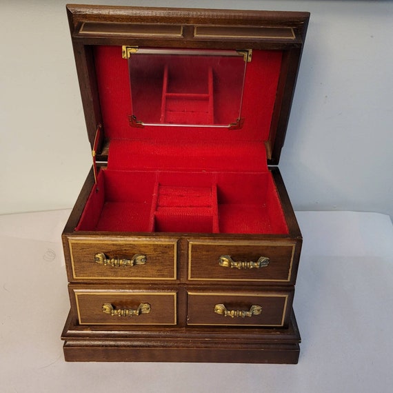 Vintage Wood Jewelry Box Music Box Royal Sealy Box Ja… Gem