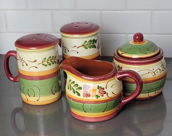 Vintage Ceramic Cream Sugar Bowl Salt and Pepper Set