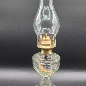Vintage Oil Lamp Clear Glass Brass