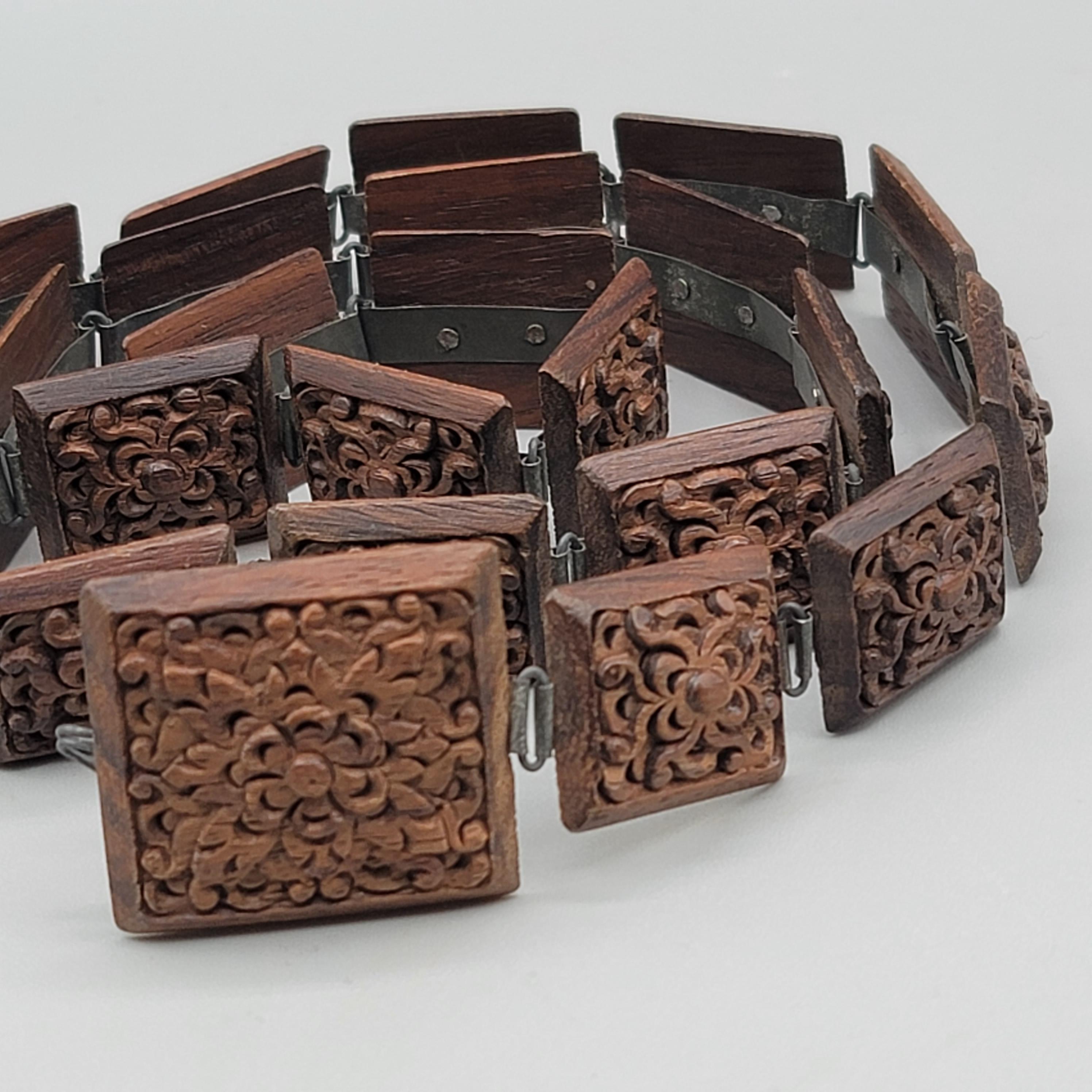 Vintage Hand Carved Wooden Belt Link Floral 28 Inch - Etsy